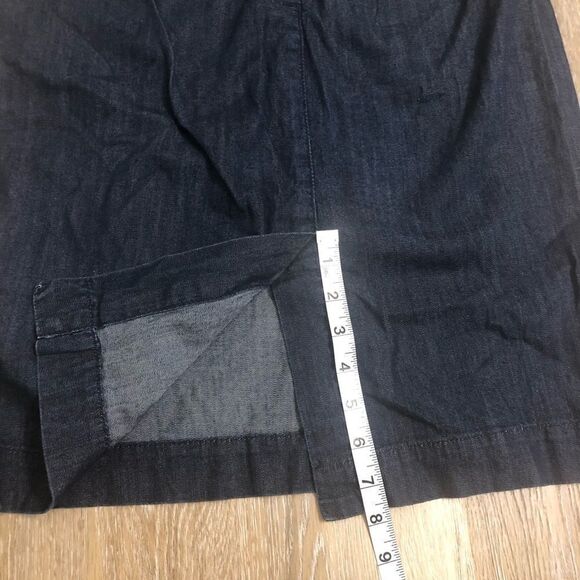 Vintage Red Engine Jean dark denim pencil mini skirt with slit Cerise-28 - Picture 8 of 11